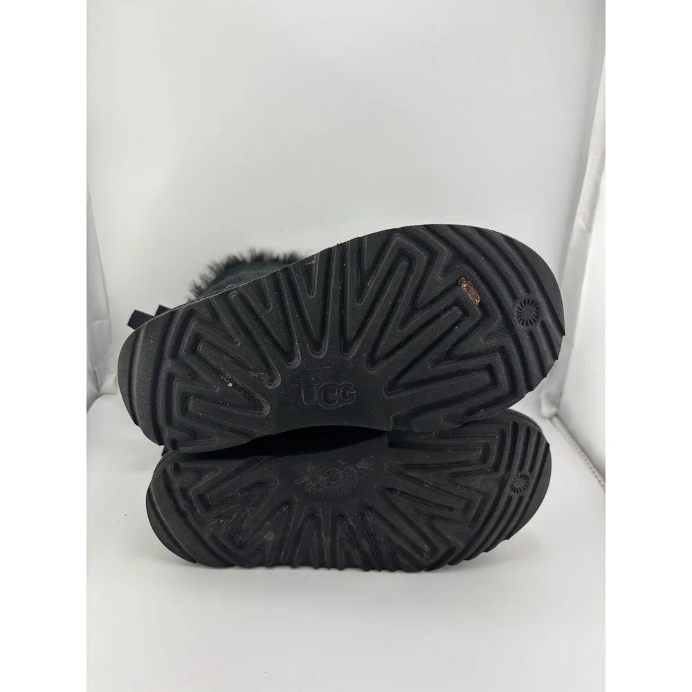 UGG Kids Bailey Bow II Black Suede Sheepskin Boots Size 12 1017394K